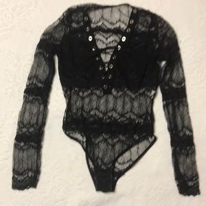 Sexy black lace Bodysuit